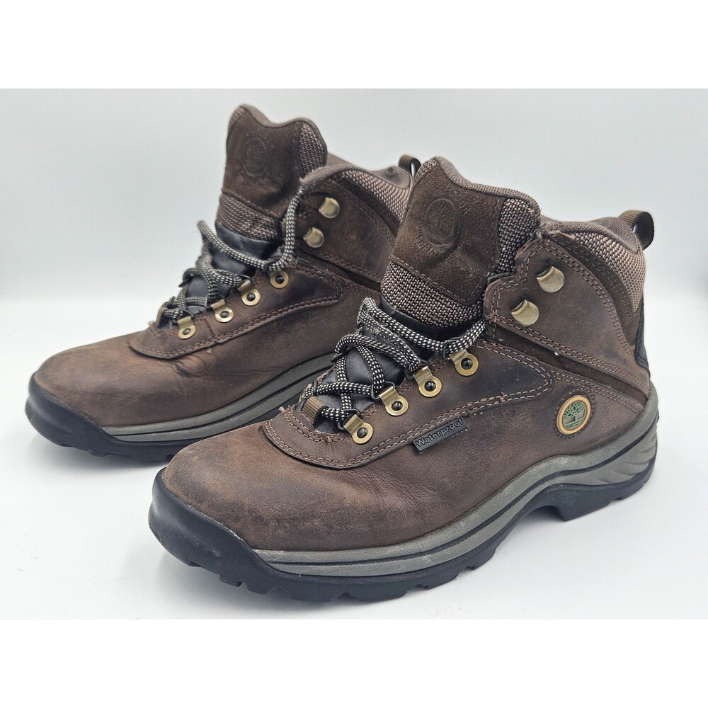 TIMBERLAND Womens White Ledge Mid Wateproof Hiking BOOTS Size 7.5M Brown